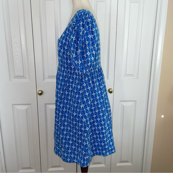 Rhode embroidered eyelet mini dress blue and white pockets size M - Picture 6 of 16